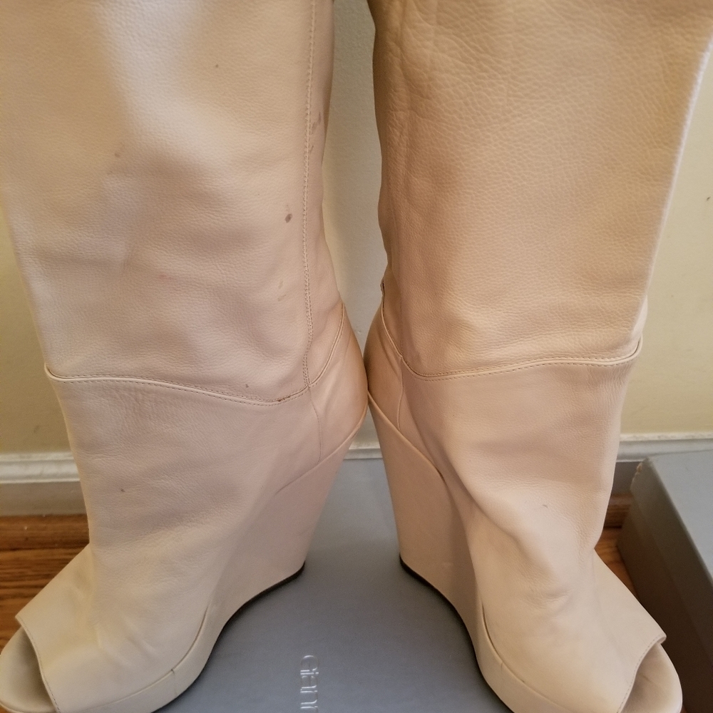 Gianmarco lorenzi open toe wedge boots